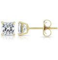 Solid 14K Yellow Gold Large 8mm Square Cut Crystal Studs