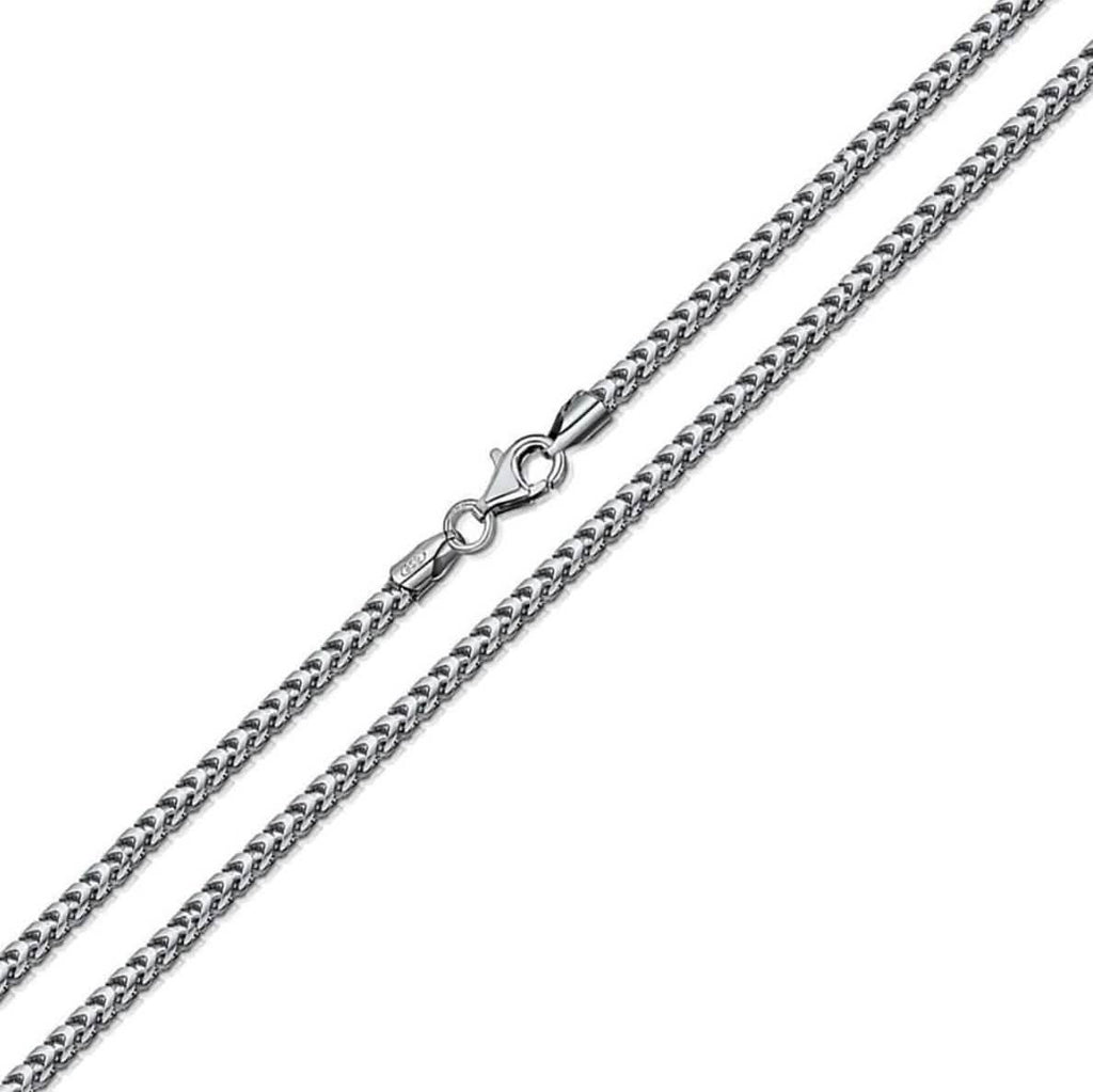 Solid .925 Sterling Silver Rhodium Plated 1.1mm Franco Chain