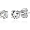 Solid 925 Sterling Silver Round  Cut  Crystal Small Studs
