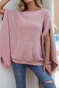 Solid color casual style plus size women's knitted sweater