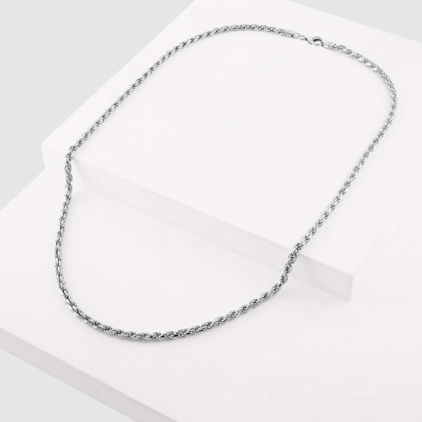 Solid Sterling Silver 3.5MM Rope Link Chain