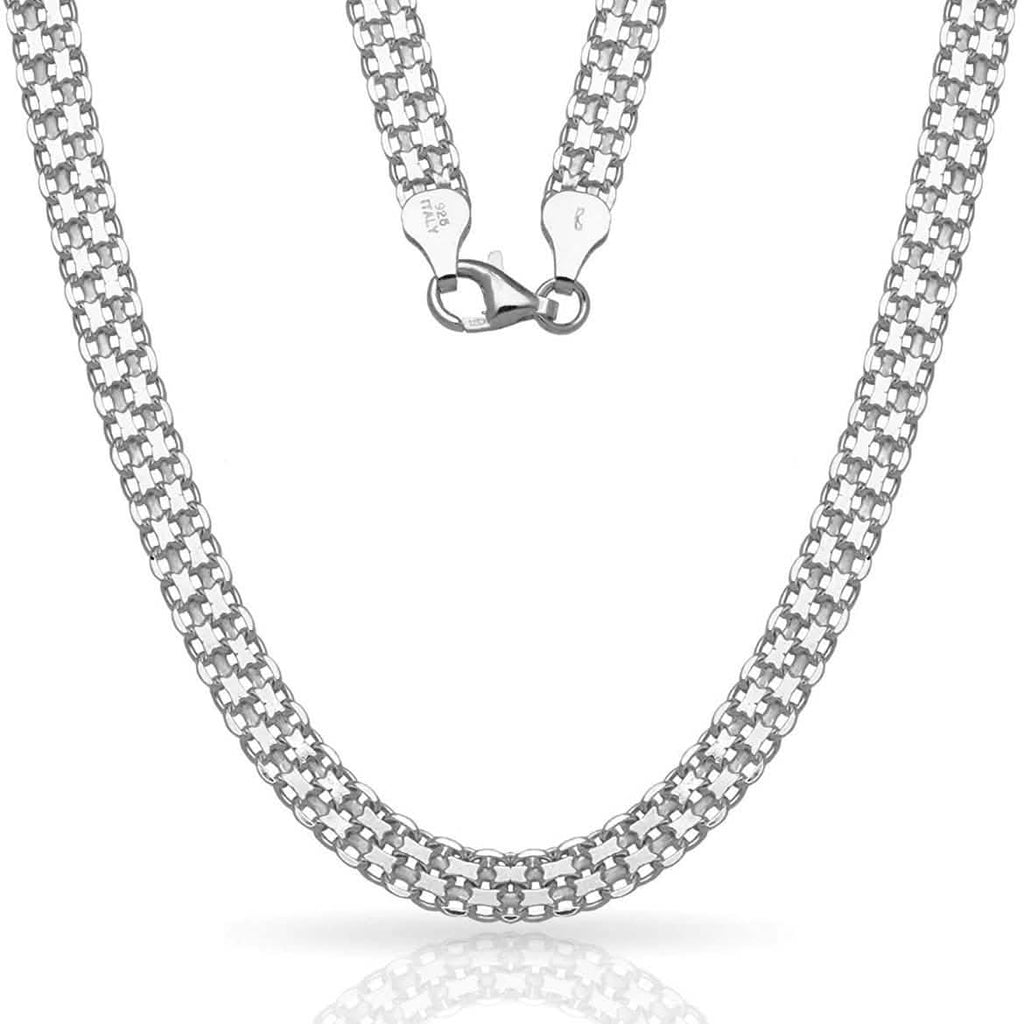 Solid Sterling Silver Bismark Link Chain Necklacce
