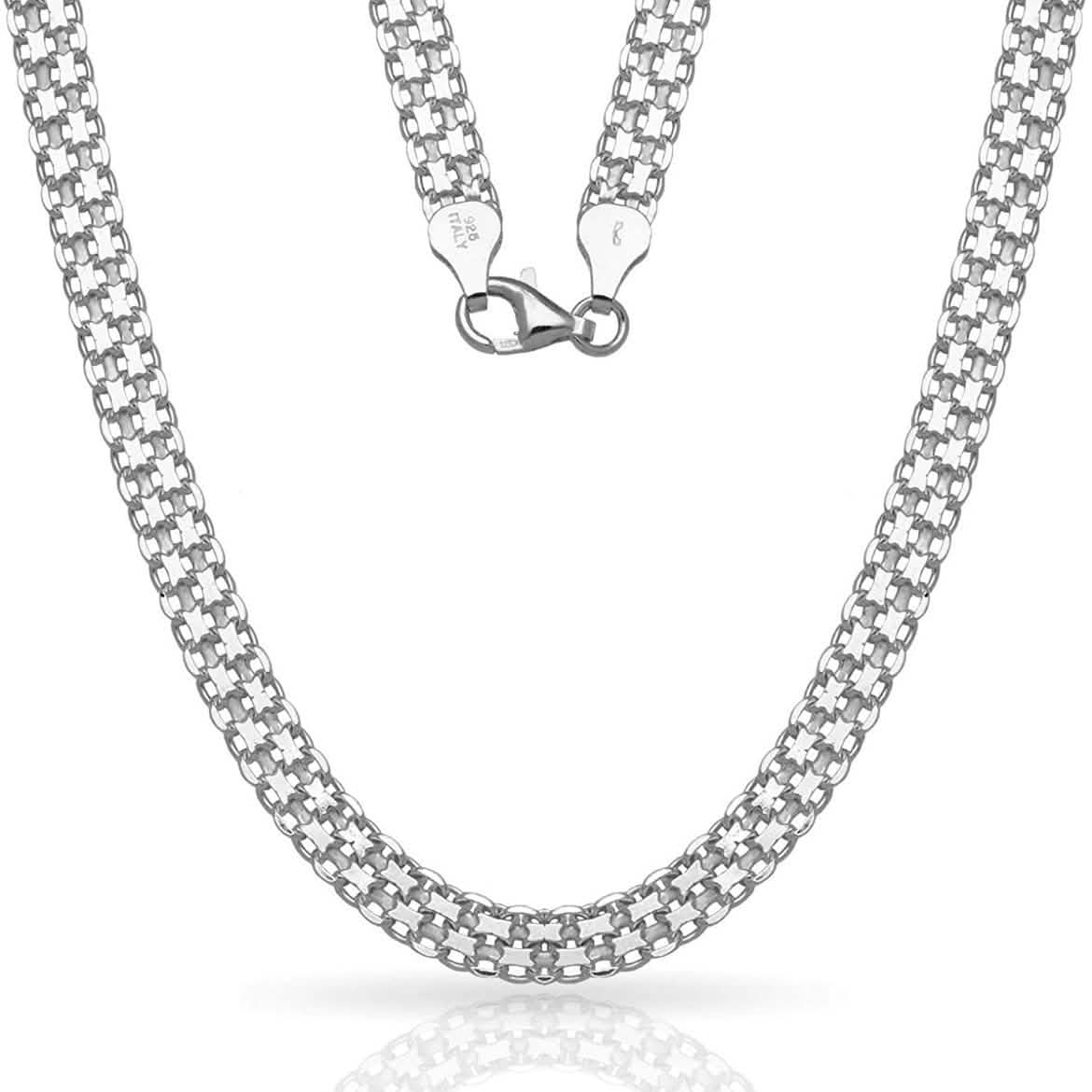 Solid Sterling Silver Bismark Link Chain Necklacce
