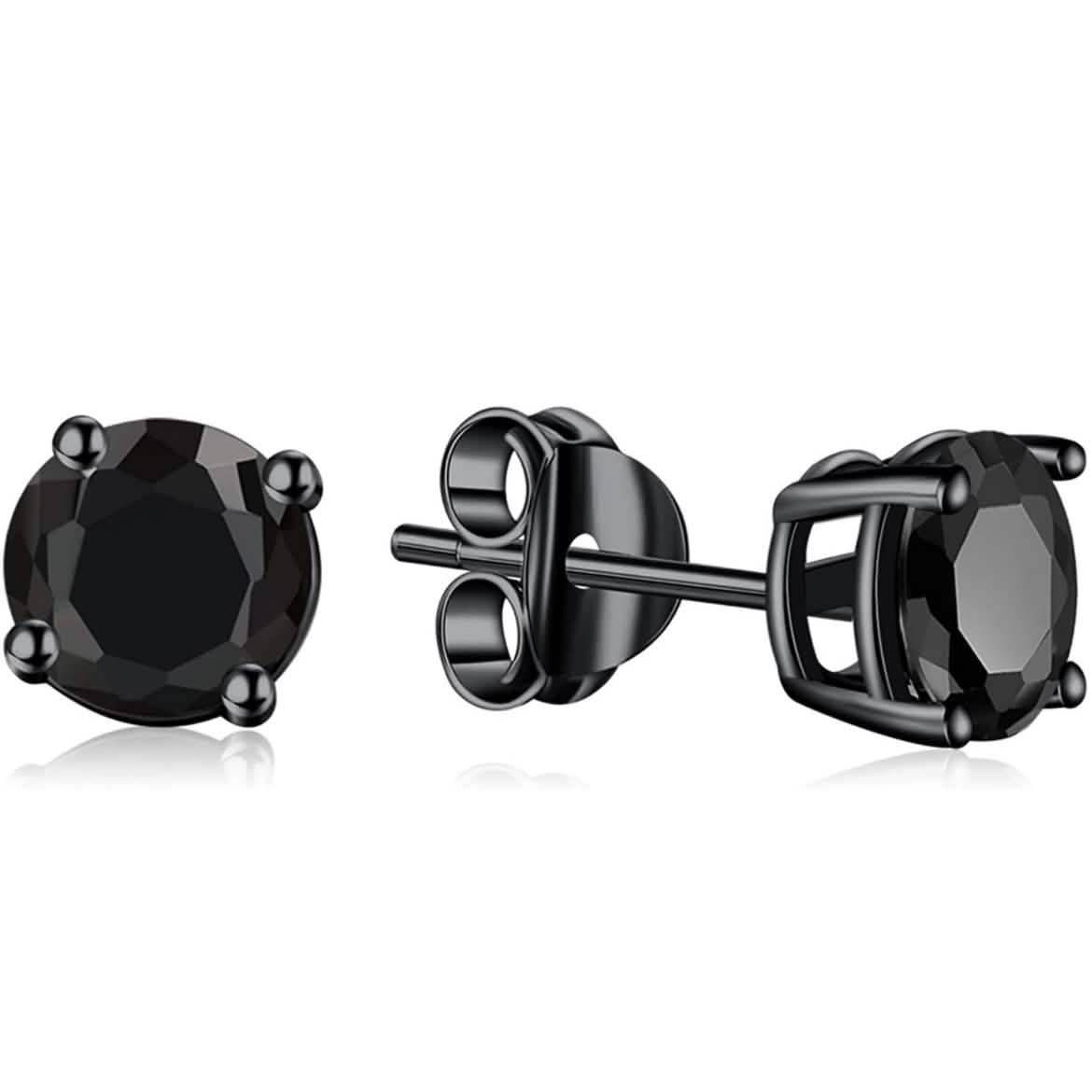 Solid Sterling Silver Black CZ Studs