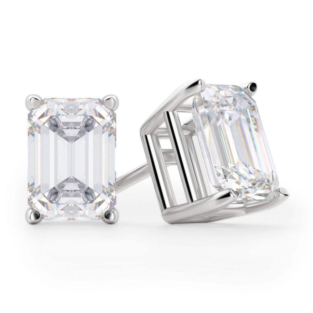 Solid Sterling Silver Emerald Cut Studs