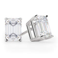 Solid Sterling Silver Emerald Cut Studs