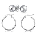 Solid Sterling Silver Hoop And Ball Set