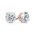 Solid Sterling Silver Round Crystal Studs