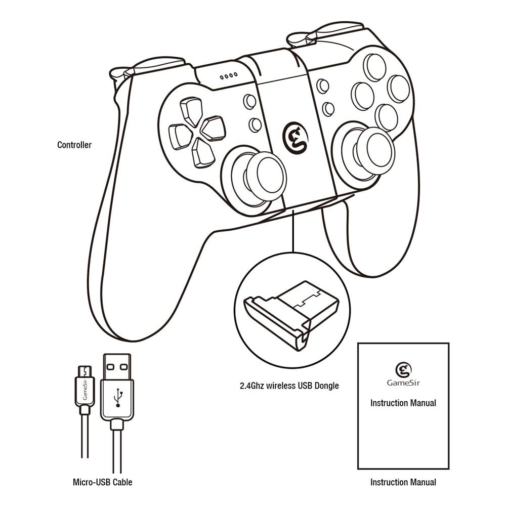 Solid Sustainable Black Bluetooth 2.4GHz Wireless Gamepad Controller Compatible With PC Smartphones Laptop