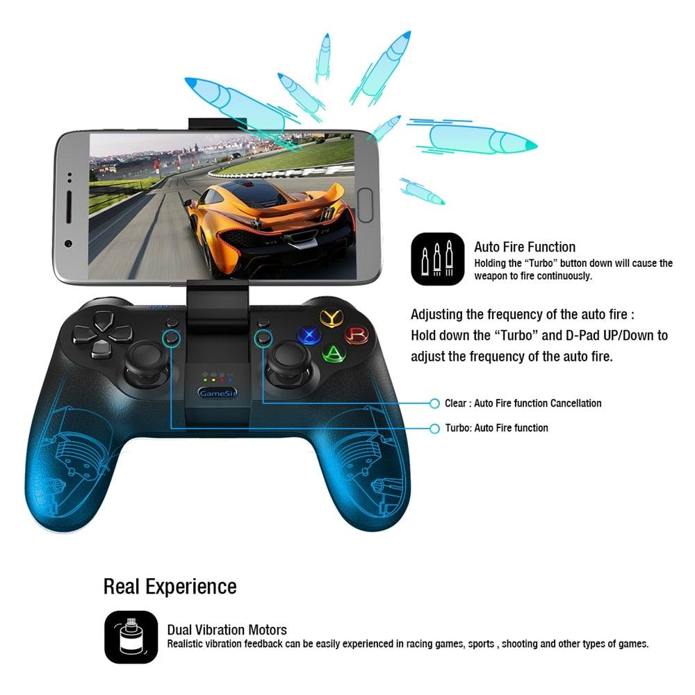 Solid Sustainable Black Bluetooth 2.4GHz Wireless Gamepad Controller Compatible With PC Smartphones Laptop