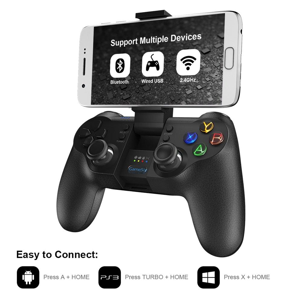 Solid Sustainable Black Bluetooth 2.4GHz Wireless Gamepad Controller Compatible With PC Smartphones Laptop