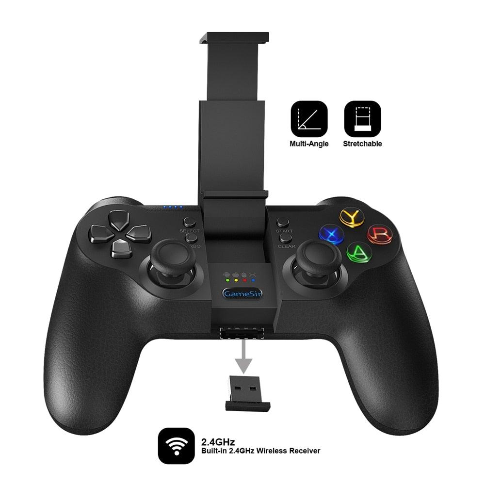 Solid Sustainable Black Bluetooth 2.4GHz Wireless Gamepad Controller Compatible With PC Smartphones Laptop