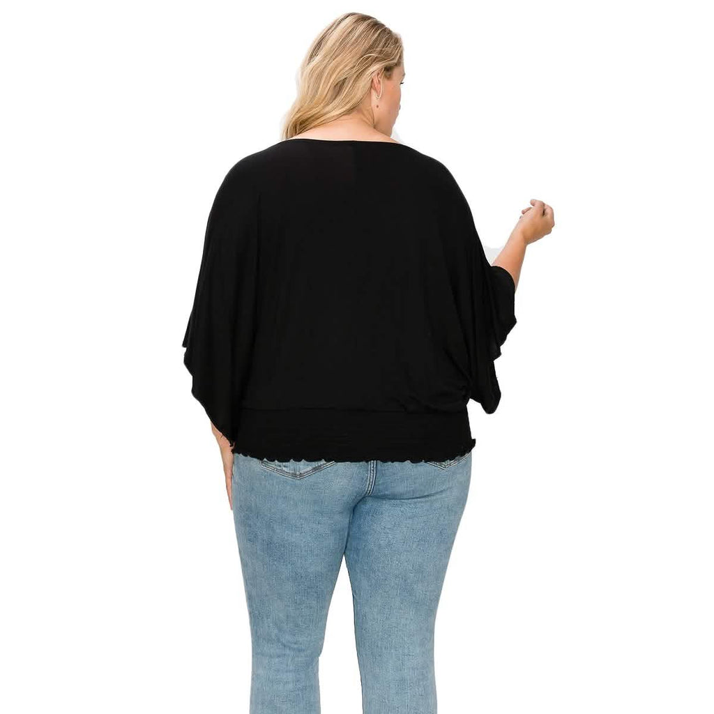 Solid Top Featuring Flattering Wide Sleeves