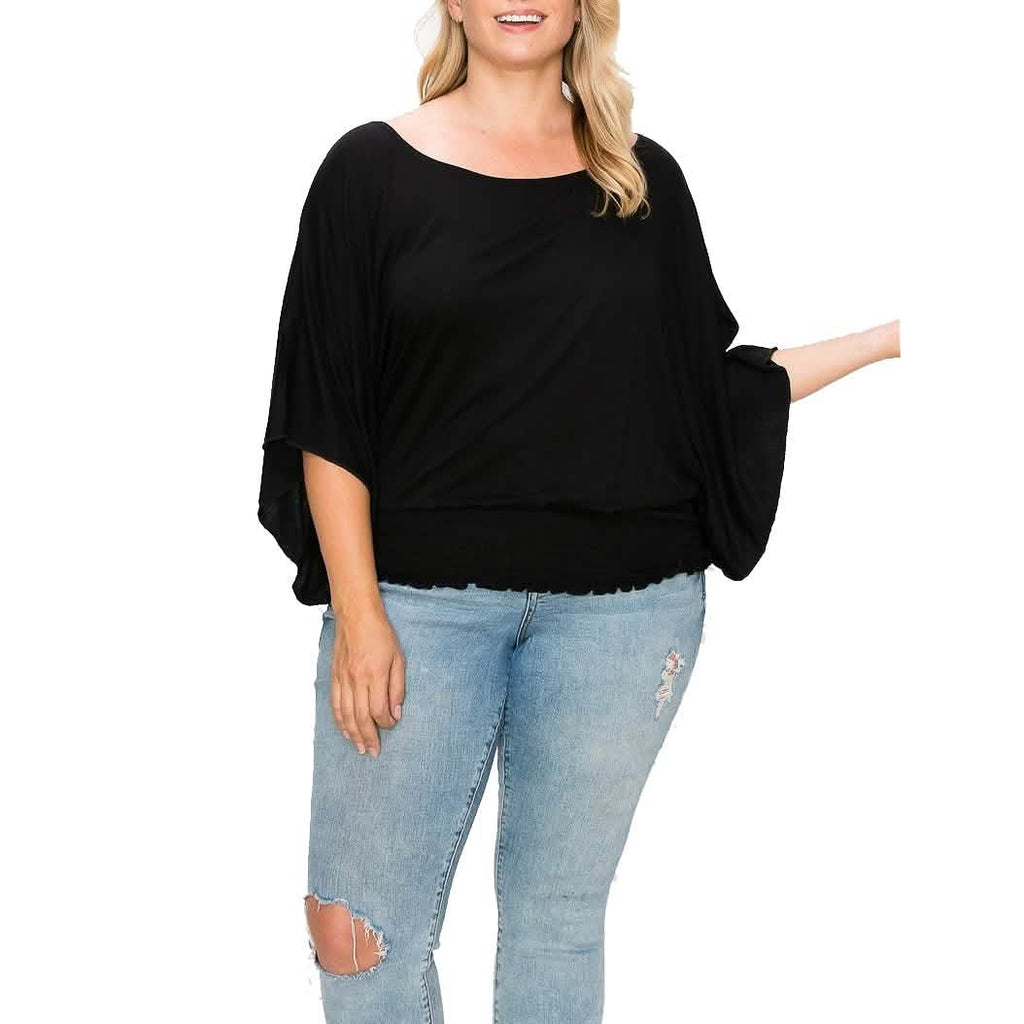 Solid Top Featuring Flattering Wide Sleeves