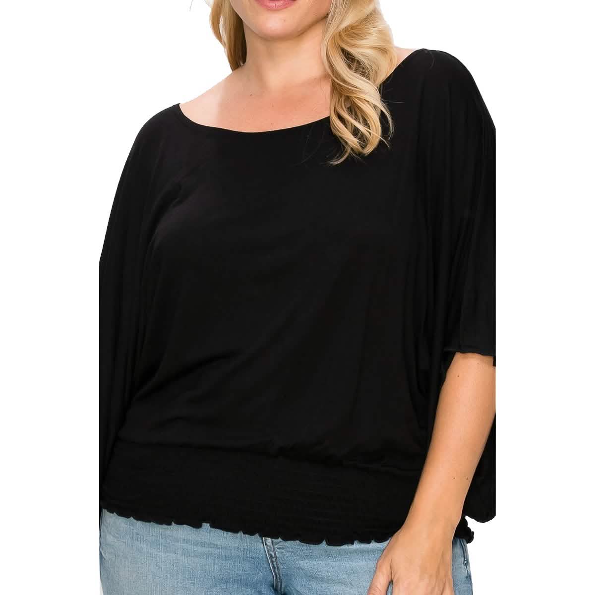 Solid Top Featuring Flattering Wide Sleeves
