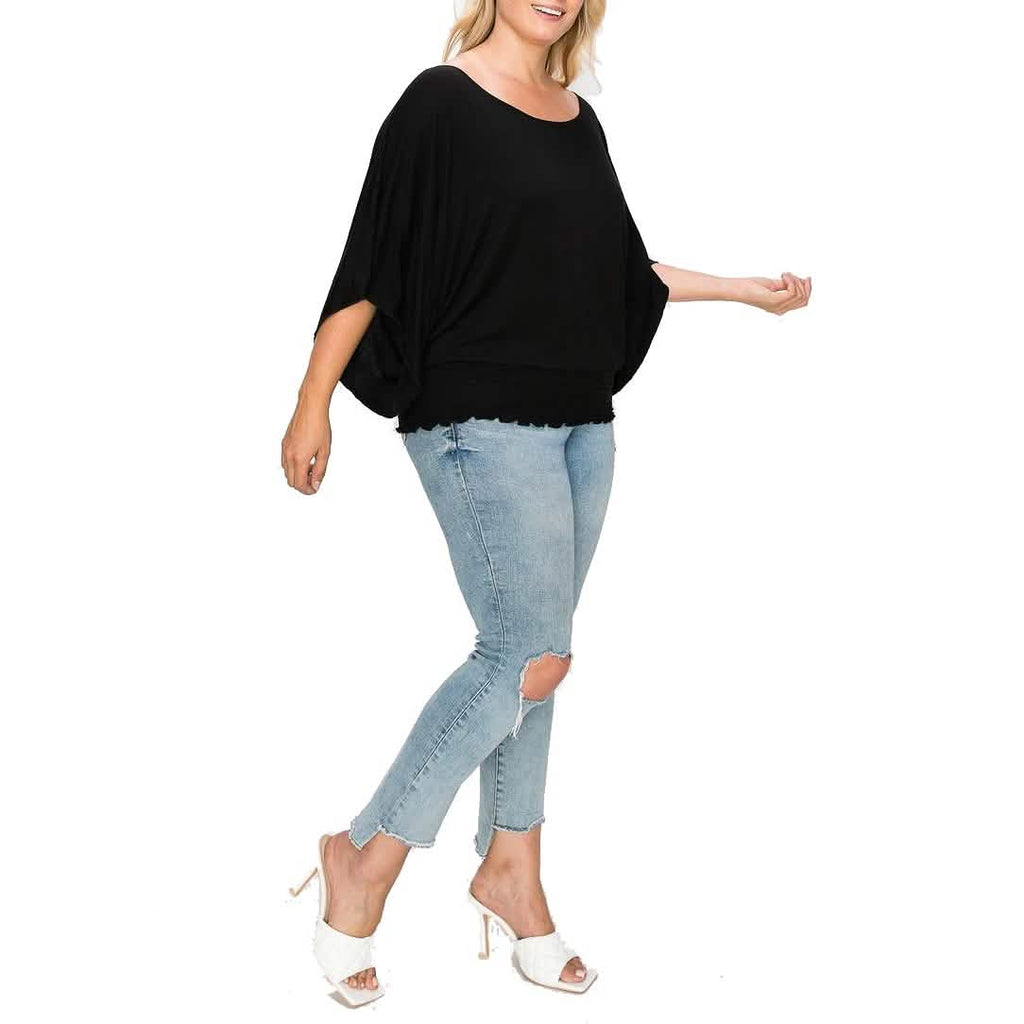 Solid Top Featuring Flattering Wide Sleeves