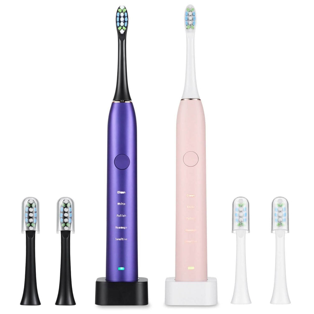 Sonic Electric Toothbrush For Adults Magnetic Charging Waterproof IPX7 Replacement Heads Set