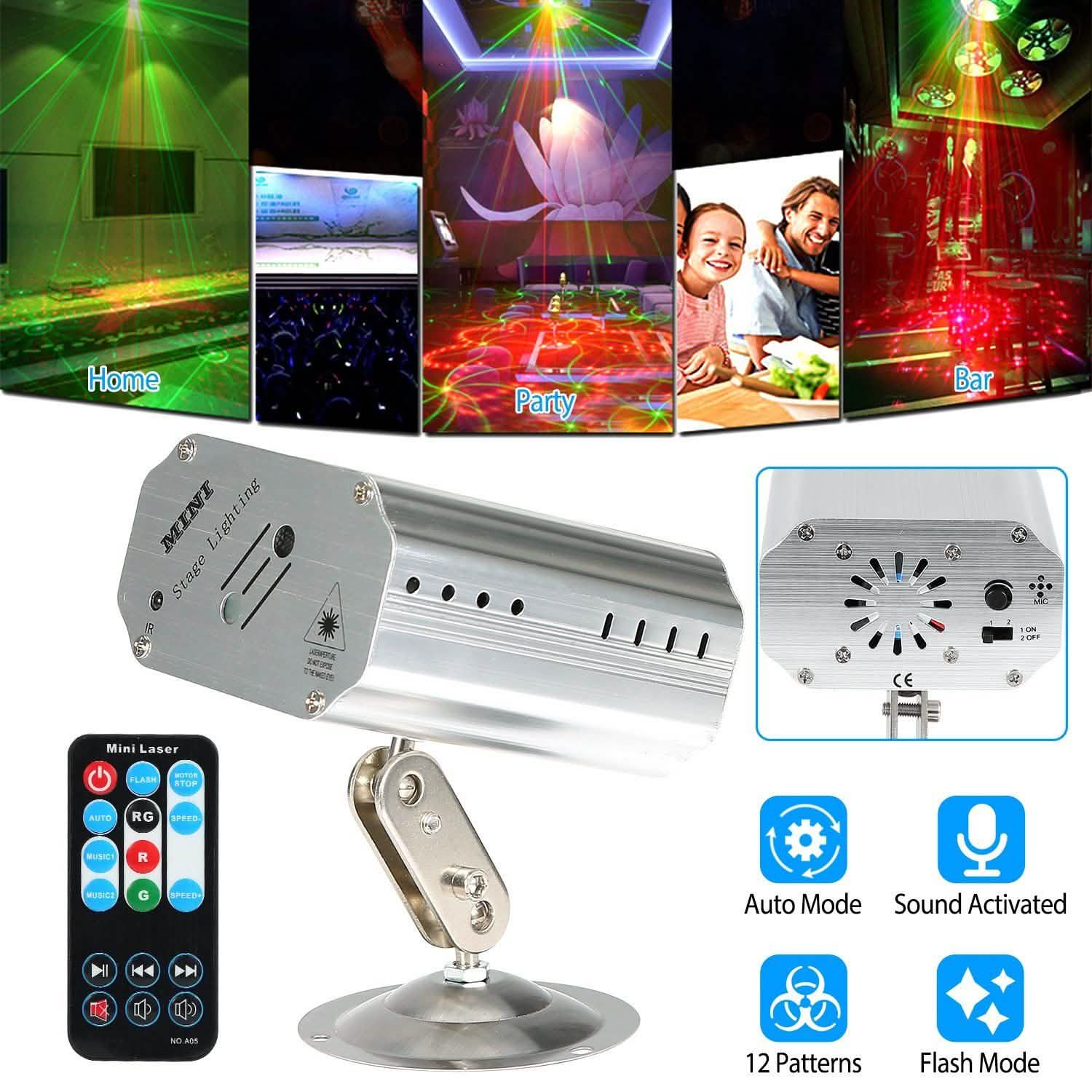 Sound Activated LED Projected Laser Patterns