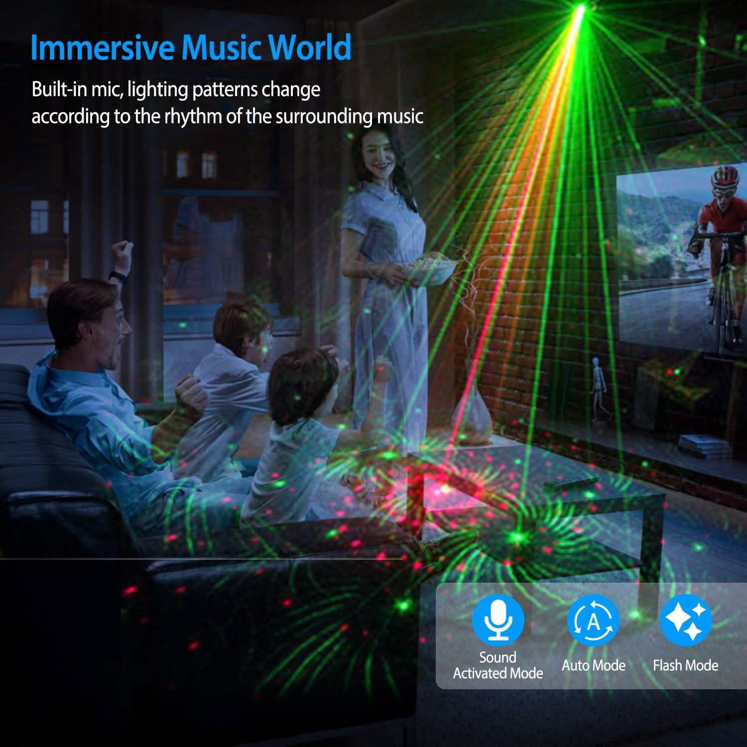 Sound Activated LED Projected Laser Patterns