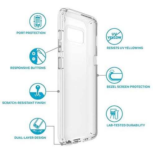Speck Products Presidio Clear Cell Phone Case for Samsung Galaxy S8, S8 Plus and Note 8 (Refurbished)