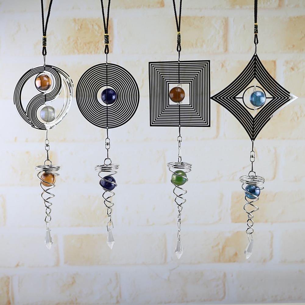 Spiral Rotating Wind Chimes Windows Metal Spiral Tail Stainless Steel Spin Decor For Indoor Outdoor Spinner Wind Chime Decoration Christmas Spinner Crystal Wind Chime