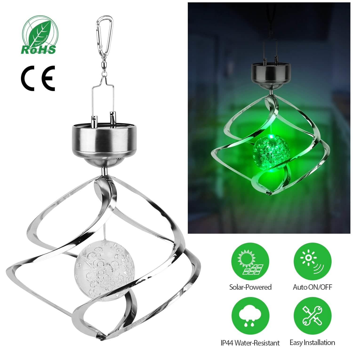 Spiral Spinner Solar Lights Wind Chime LED