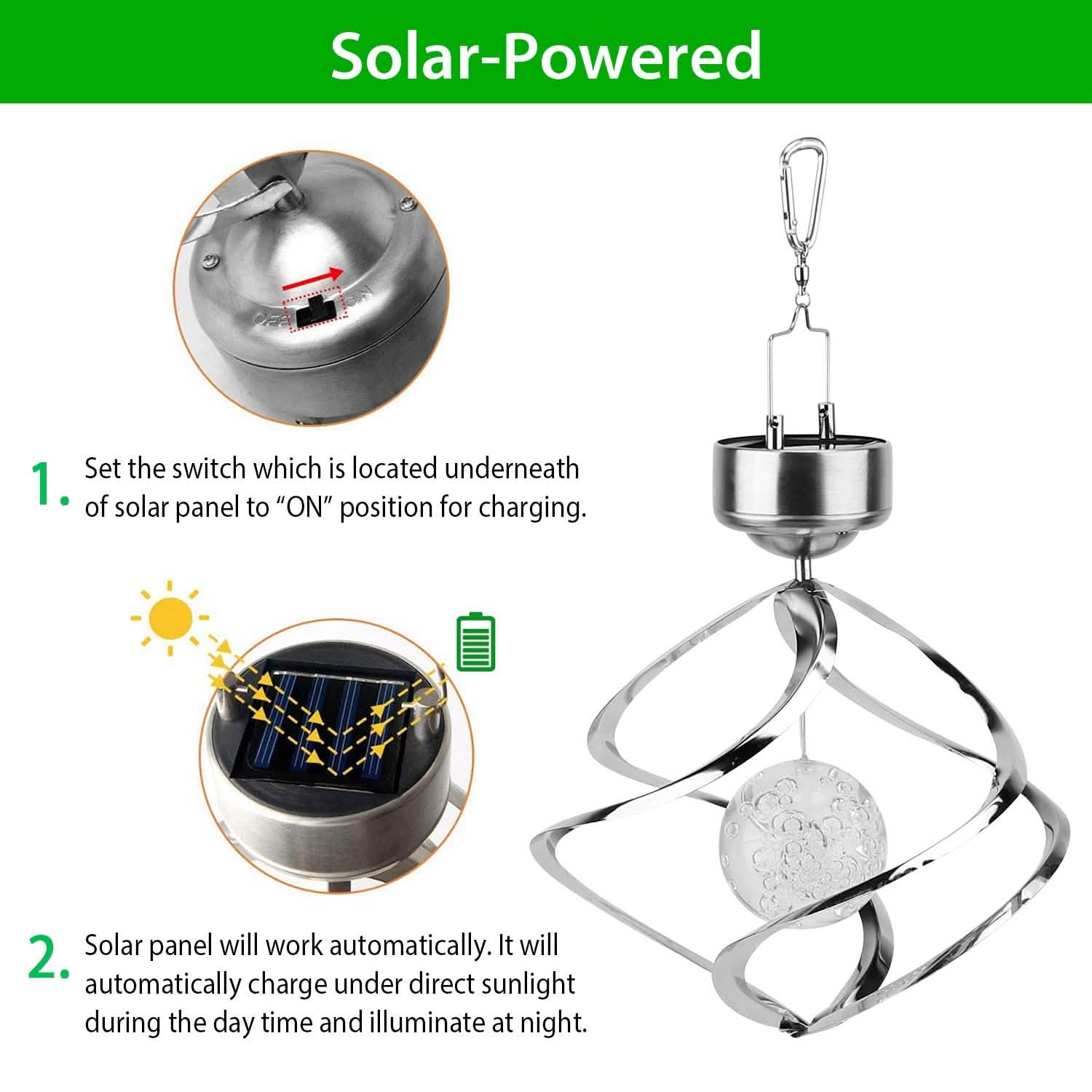 Spiral Spinner Solar Lights Wind Chime LED