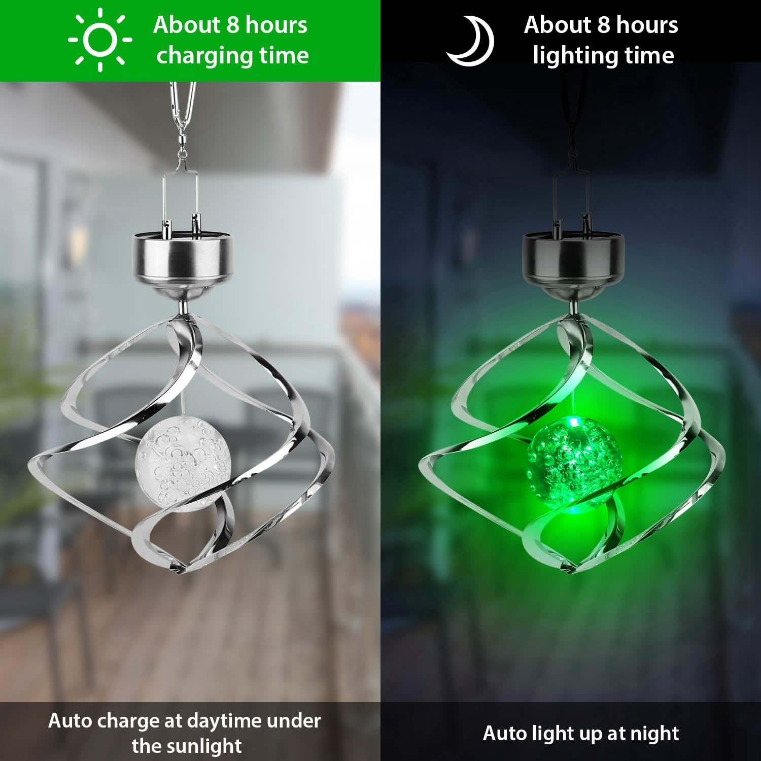 Spiral Spinner Solar Lights Wind Chime LED