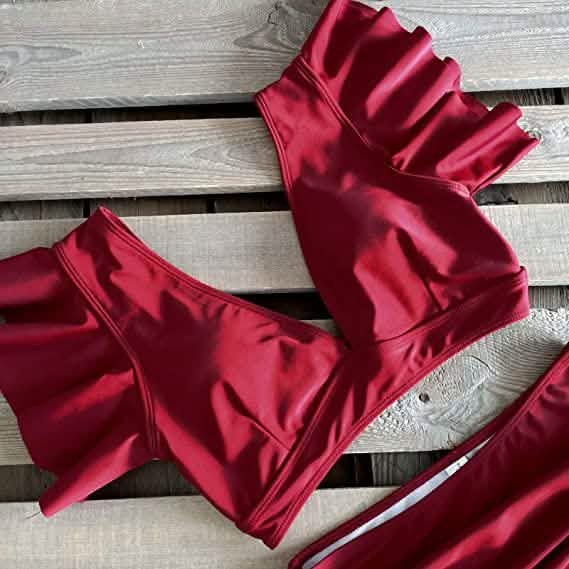 Sporlike Women Ruffle High Waist Swimsuit
