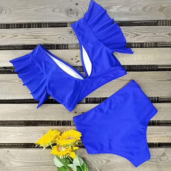 Sporlike Women Ruffle High Waist Swimsuit
