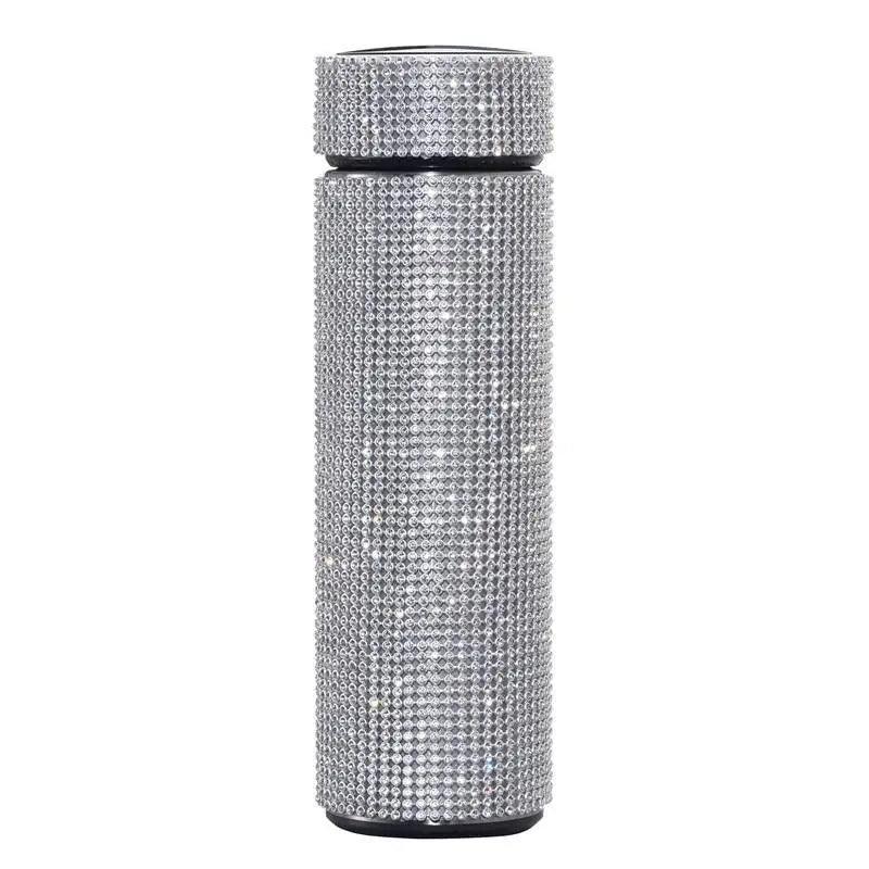 Sport Sterlling Creative Diamond Thermos Bottle Water Bottle Stainless Steel Smart Temperature Display Vacuum Flask Mug Gift for Men Women