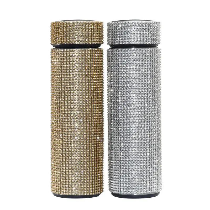 Sport Sterlling Creative Diamond Thermos Bottle Water Bottle Stainless Steel Smart Temperature Display Vacuum Flask Mug Gift for Men Women