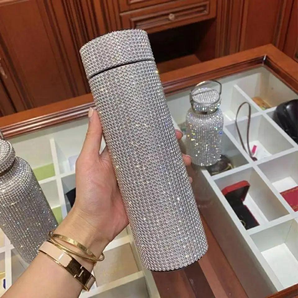 Sport Sterlling Creative Diamond Thermos Bottle Water Bottle Stainless Steel Smart Temperature Display Vacuum Flask Mug Gift for Men Women