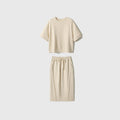 Sports and leisure lazy suit women's soft air cotton short sleeved top+split half skirt two-piece set