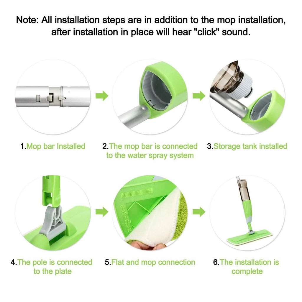 Spray Mop 360° Rotating Head Floor Cleaner 600Ml Bottle Fiber Sweeper Flat Mop