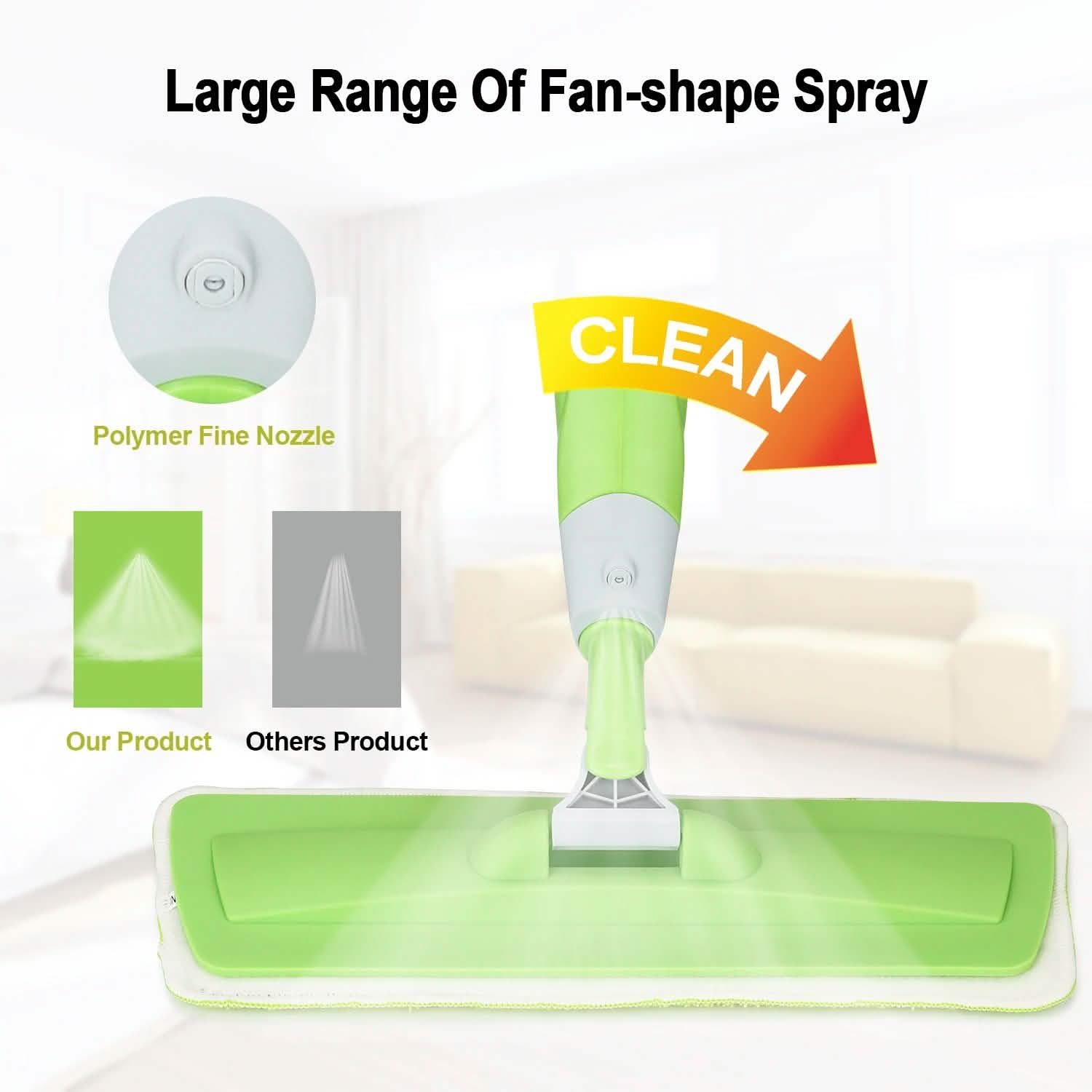 Spray Mop 360° Rotating Head Floor Cleaner 600Ml Bottle Fiber Sweeper Flat Mop