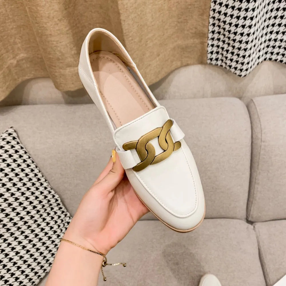 Spring and Autumn New British Style Small Leather Shoes Commuting Work Shoes Flat Flat Single Shoes