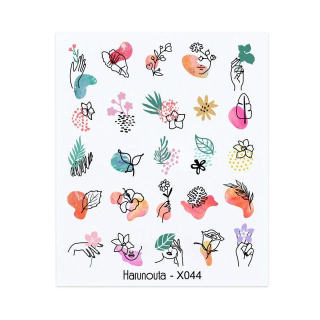 Spring Simple Green Theme Water Decal Sticker Flower Leaf Tree Summer Slider For Manicuring Nail Art Watermarks Art Decoration Manicure Tools Nail Watermark Decals iridescent Decoration Nail Self-Adhesive Decals Nail Stickers Water Transfer Fresh Nail