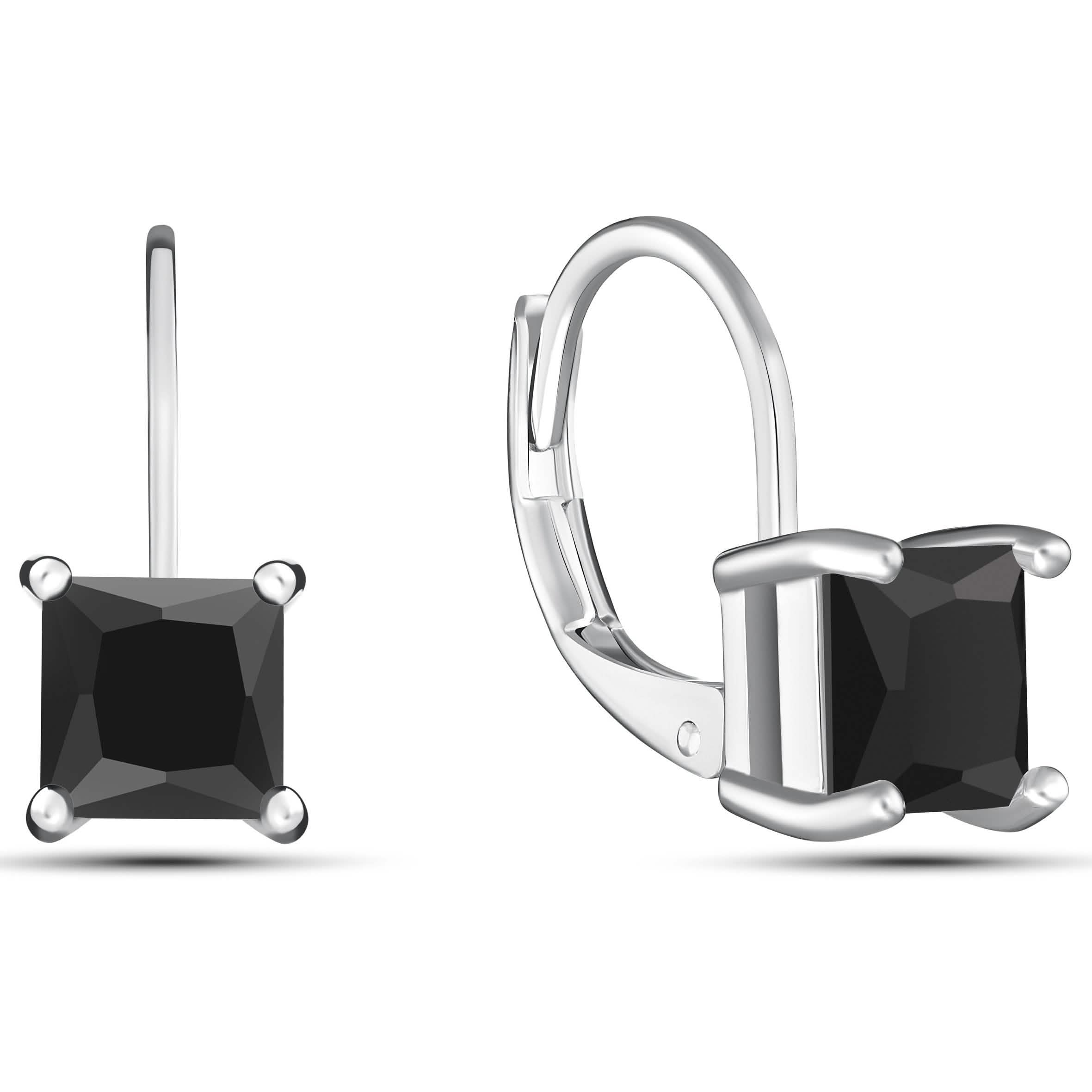 Square Cut Gemstone Leverback Earrings