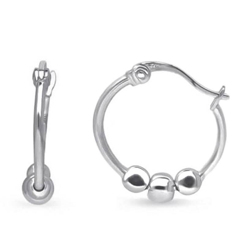 Stainless Steel Ball Hoop Earrings