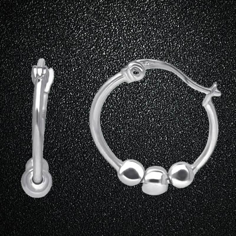 Stainless Steel Ball Hoop Earrings