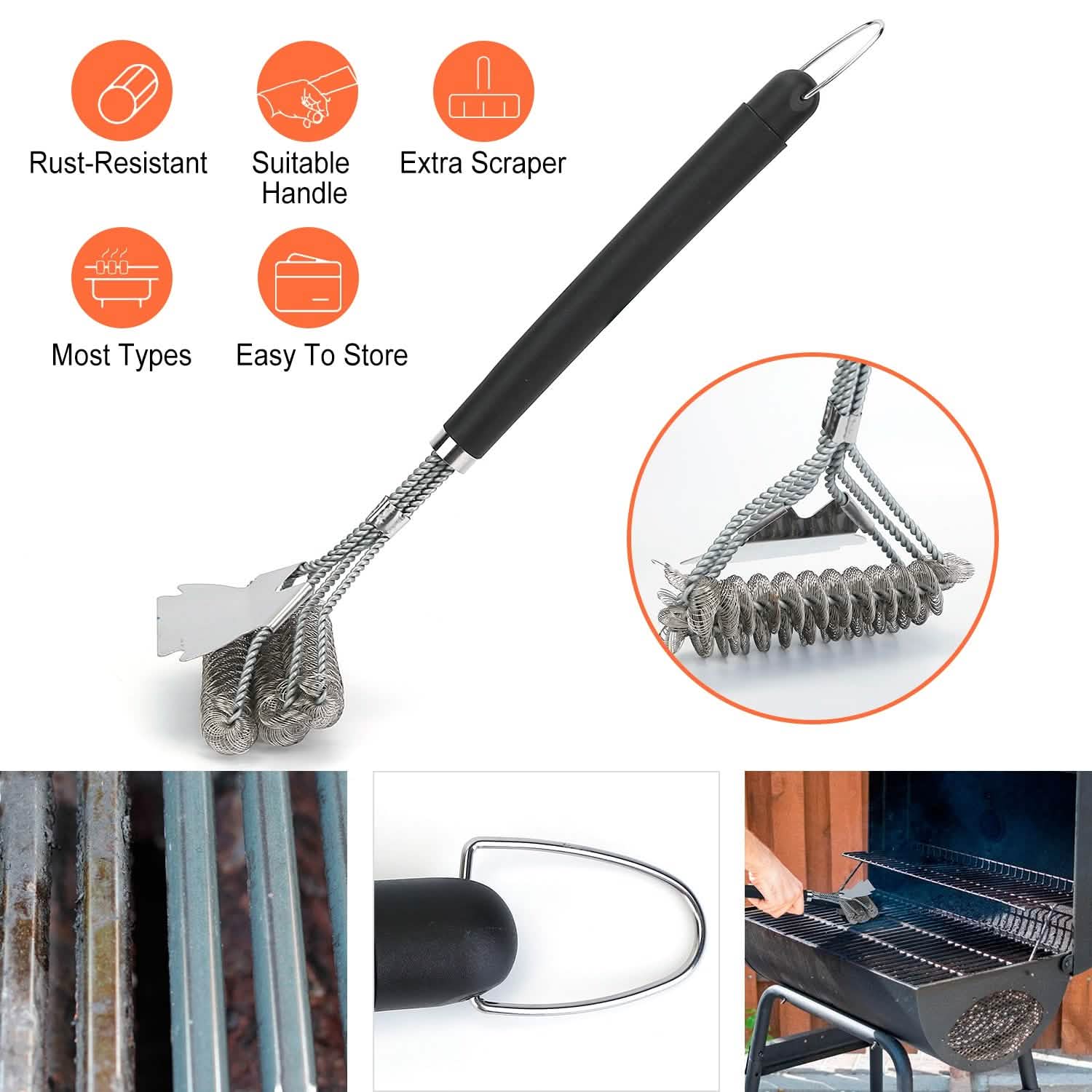 Stainless Steel BBQ Grill Cleaning Brush