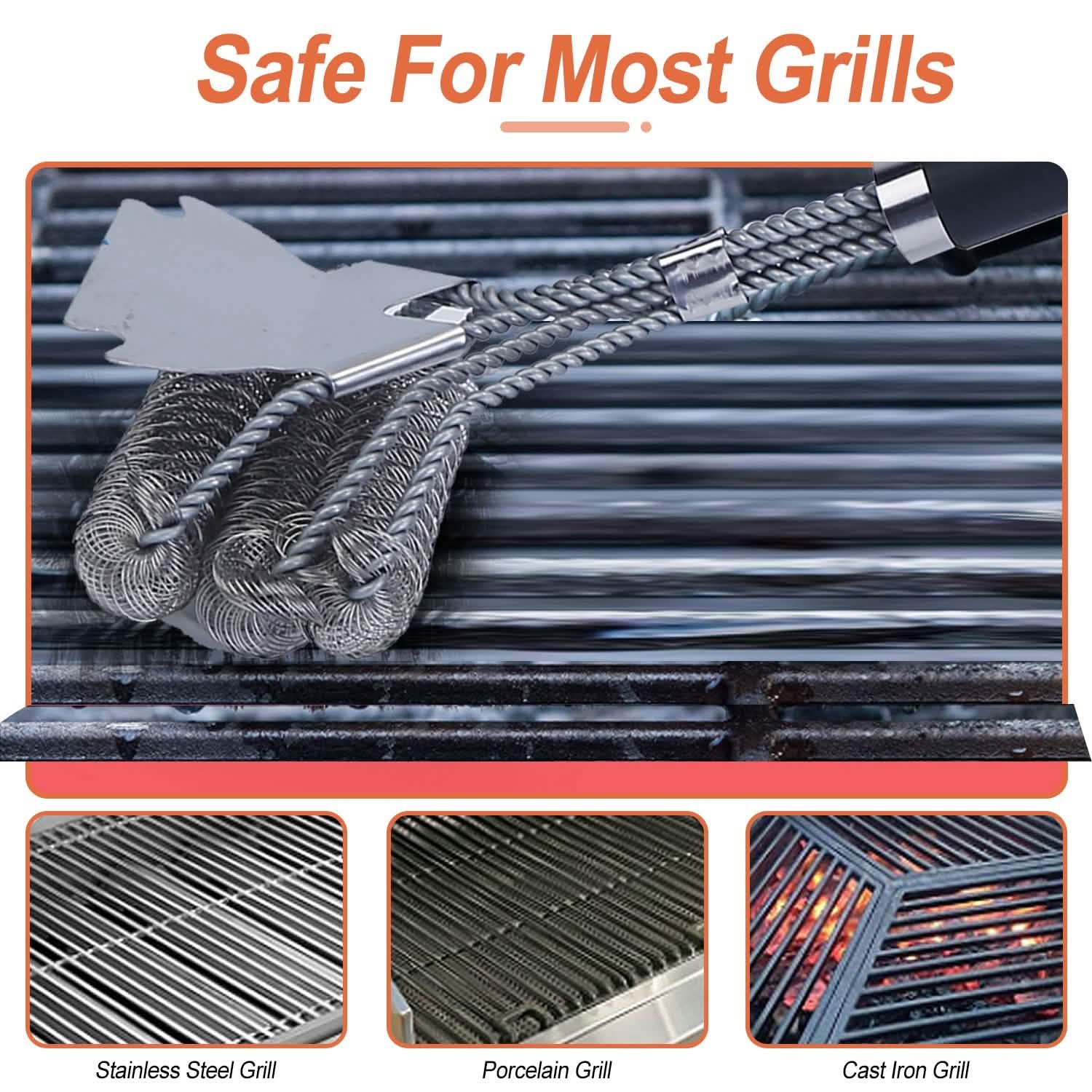 Stainless Steel BBQ Grill Cleaning Brush