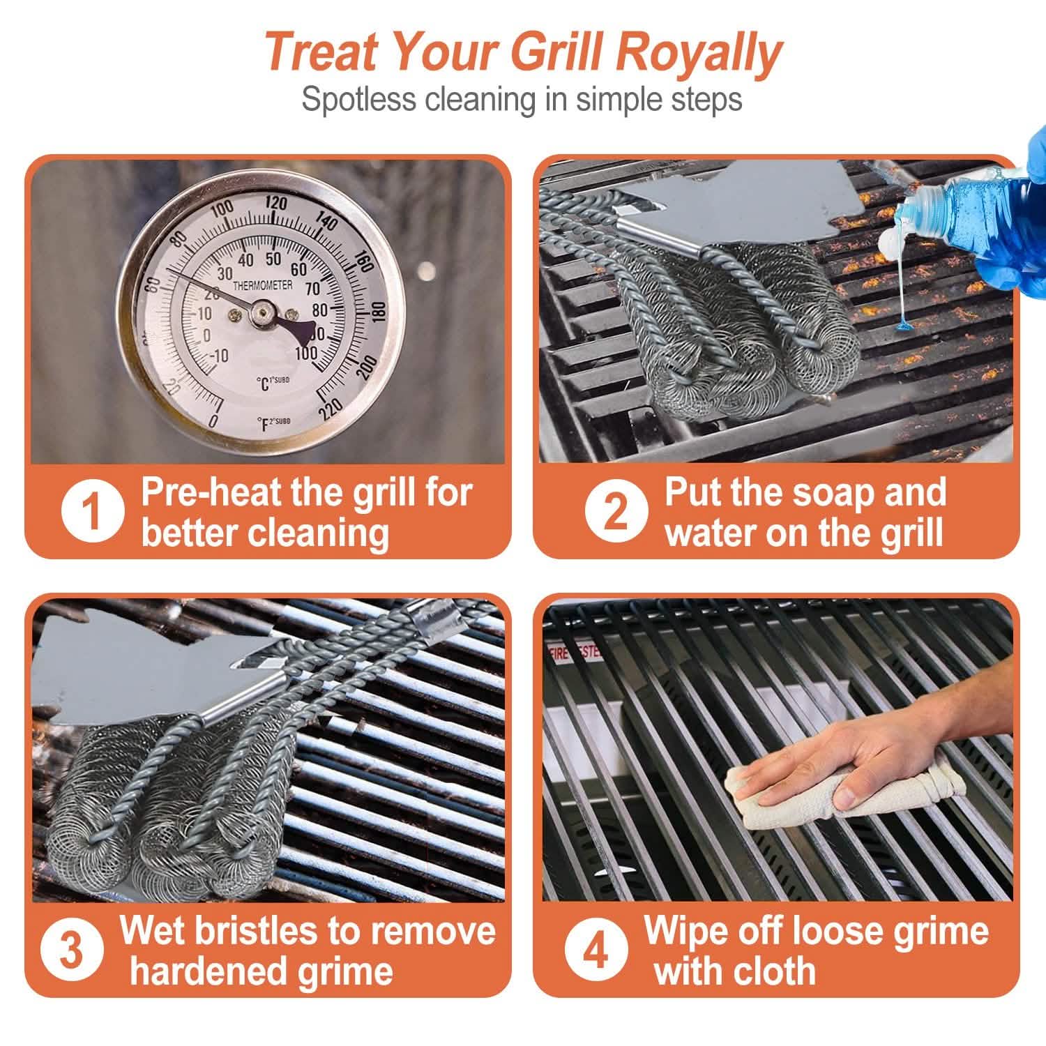 Stainless Steel BBQ Grill Cleaning Brush