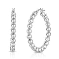 Stainless Steel Bead Ball Hoop Earrings