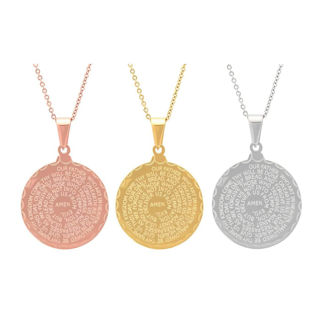 Stainless Steel Lord's and Serenity Prayer Pendant for Women