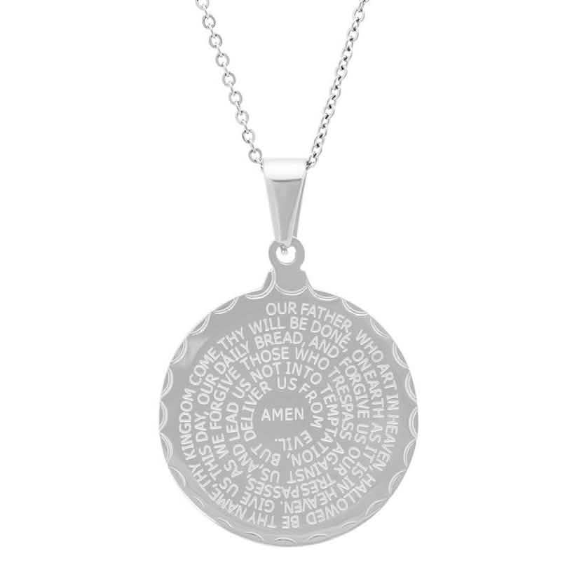 Stainless Steel Lord's and Serenity Prayer Pendant for Women