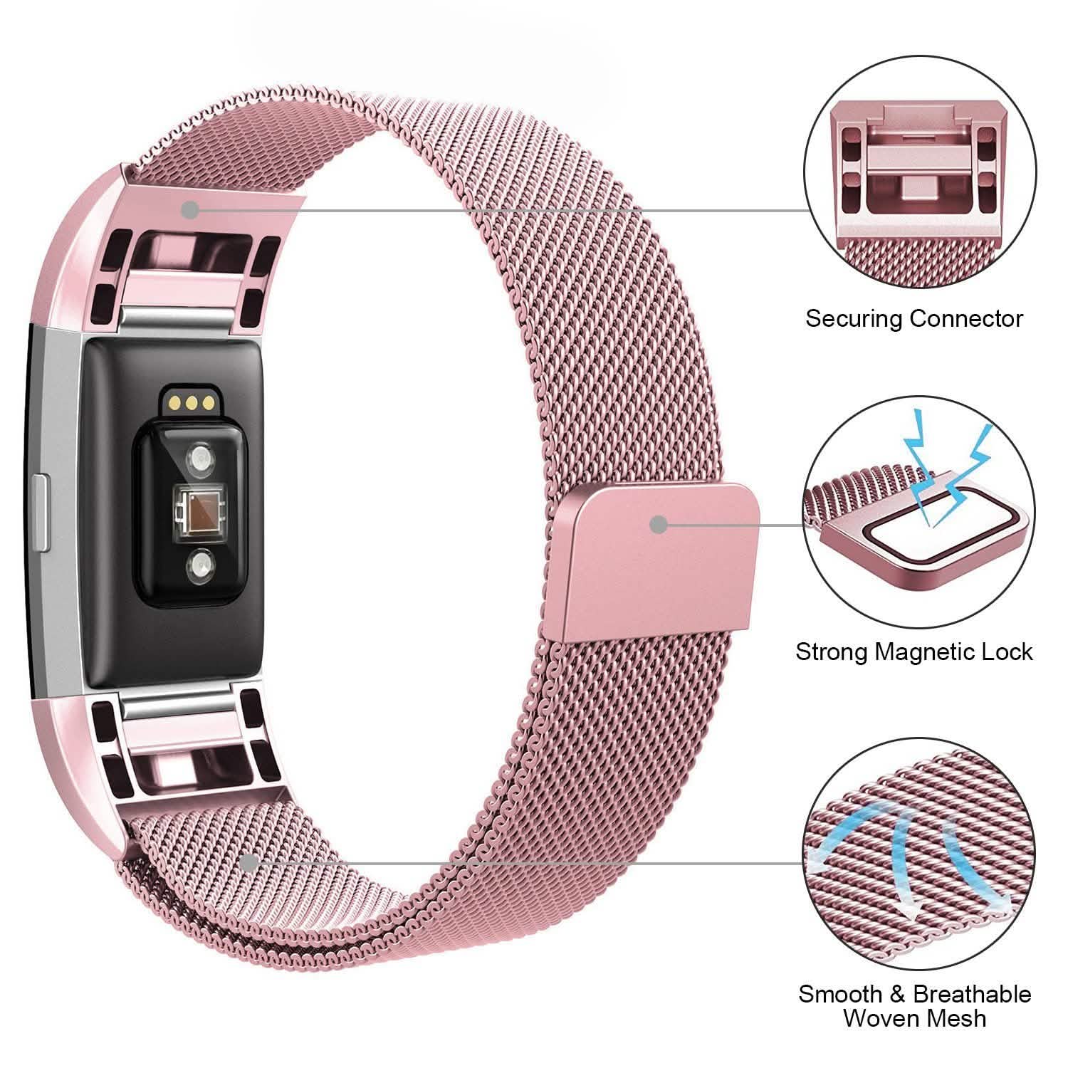 Stainless Steel Mesh Milanese Loop Band for Fitbit Charge 2