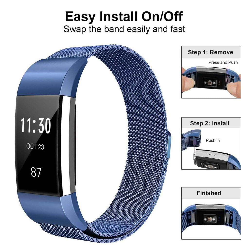 Stainless Steel Mesh Milanese Loop Band for Fitbit Charge 2