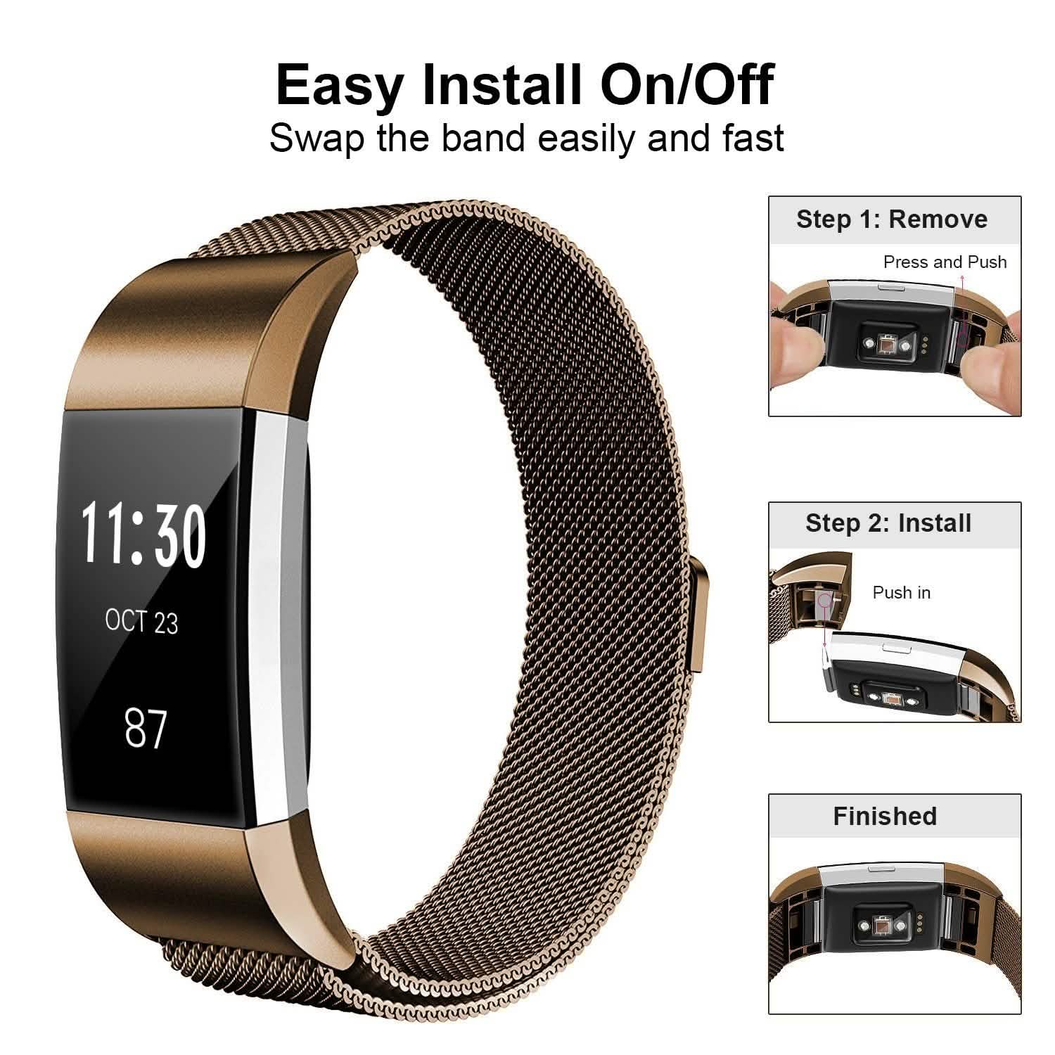 Stainless Steel Mesh Milanese Loop Band for Fitbit Charge 2